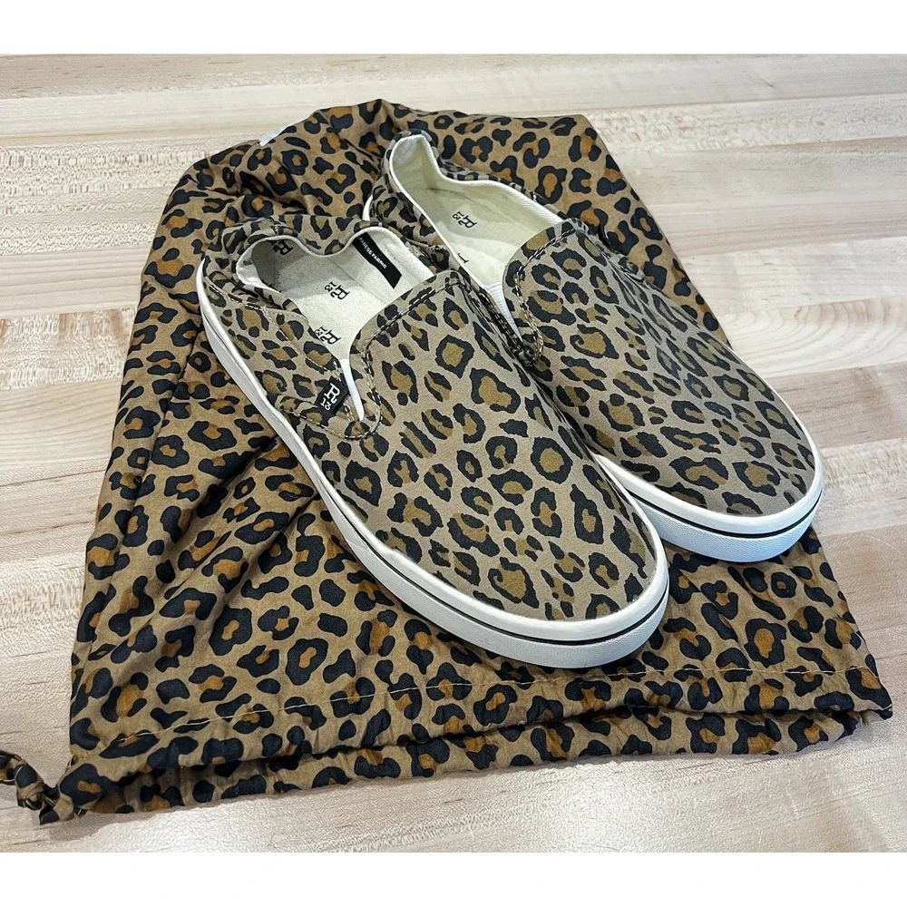 R13 Cheetah Print Canvas Slip-On Sneakers Women's Size 9, Men's 7, Bag Included